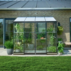 Serre De Jardin Adossée 4,7m² Qube Lean-to 68 Noire En Verre Trempé - Halls -Jardin Serre Boutique serre de jardin adossee 47m qube lean to 68 noire en verre trempe halls 9