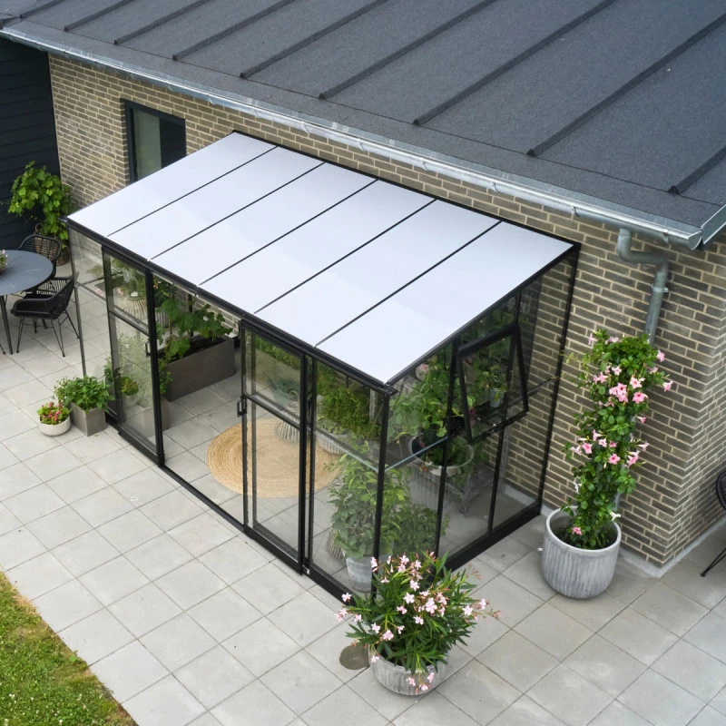 Serre De Jardin Adossée 7,1m² Qube Lean-to 612 Noire En Verre Trempé - Halls 14 Serre De Jardin Adossée 7,1m² Qube Lean-to 612 Noire En Verre Trempé - Halls – Image 12