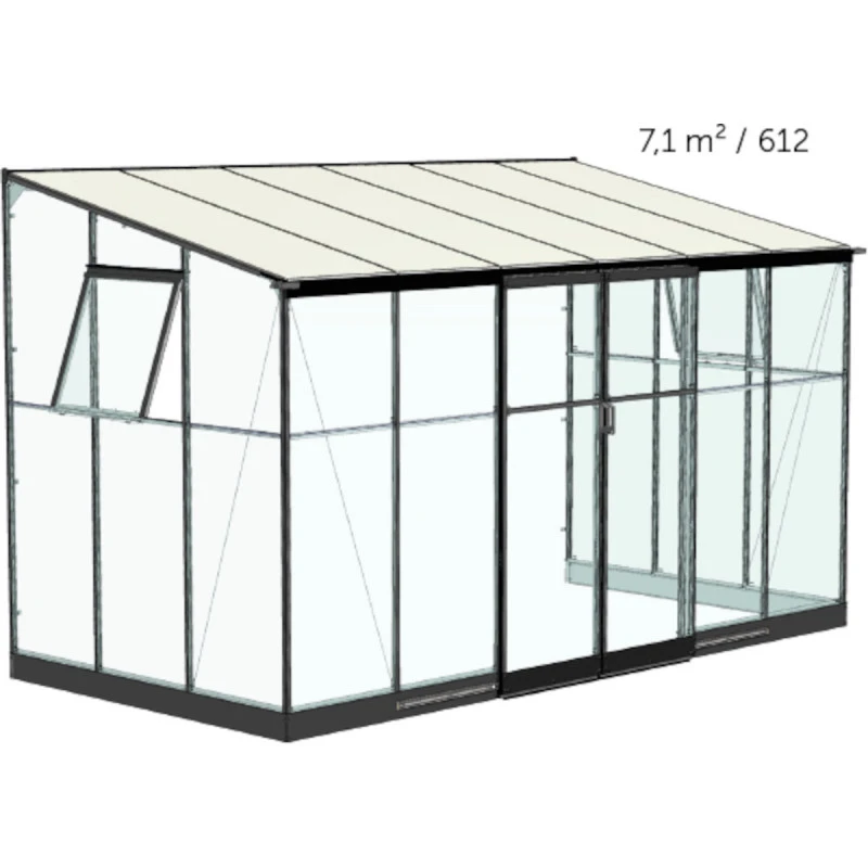 Serre De Jardin Adossée 7,1m² Qube Lean-to 612 Noire En Verre Trempé - Halls 5 Serre De Jardin Adossée 7,1m² Qube Lean-to 612 Noire En Verre Trempé - Halls – Image 3