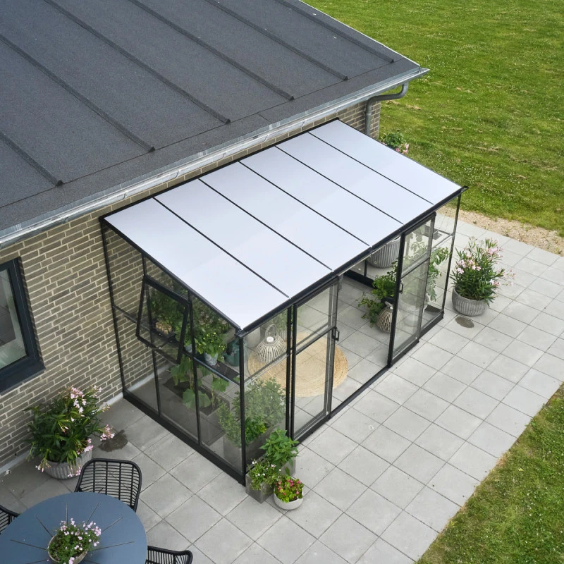 Serre De Jardin Adossée 7,1m² Qube Lean-to 612 Noire En Verre Trempé - Halls 7 Serre De Jardin Adossée 7,1m² Qube Lean-to 612 Noire En Verre Trempé - Halls – Image 5