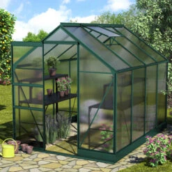 Serre De Jardin Apollo 5000 En Aluminium émeraude Et Panneaux De Polycarbonate De 6 Mm - Vitavia