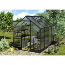 Serre De Jardin Apollo 5000 En Aluminium Noir Et Panneaux De Polycarbonate De 4 Mm - Vitavia -Jardin Serre Boutique serre de jardin apollo 5000 en aluminium noir et panneaux de polycarbonate de 4 mm vitavia 3