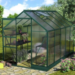 Serre De Jardin Apollo 6200 En Aluminium émeraude Et Panneaux De Polycarbonate 4mm - Vitavia