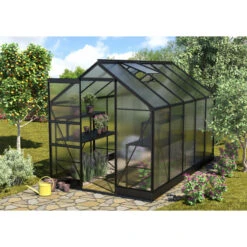 Serre De Jardin Apollo 6200 En Aluminium Noir Et Panneaux De Polycarbonate De 6 Mm - Vitavia