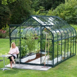 Serre De Jardin Diana 11,5m² En Aluminium émeraude Et Verre De Sécurité 3mm - Vitavia -Jardin Serre Boutique serre de jardin diana 115m en aluminium emeraude et verre de securite 3mm vitavia 2