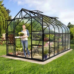 Serre De Jardin Diana 11,5m² En Aluminium Noir Et Verre De Sécurité 3mm - Vitavia -Jardin Serre Boutique serre de jardin diana 115m en aluminium noir et verre de securite 3mm vitavia 1