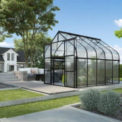 Serre De Jardin Diana 8,3m² En Aluminium Noir Et Panneaux De Polycarbonate 4mm - Vitavia