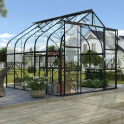 Serre De Jardin Diana 8,3m² En Aluminium Noir Et Verre De Sécurité 3mm - Vitavia