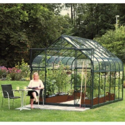 Serre De Jardin Diana 9,9m² En Aluminium émeraude Et Verre De Sécurité 3mm - Vitavia