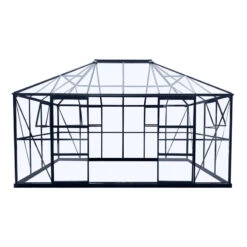 Serre De Jardin Duchesse 12m² En Aluminium Laqué Noir Et Verre Trempé 4mm - Green Protect -Jardin Serre Boutique serre de jardin duchesse 12m en aluminium laque noir et verre trempe 4mm green protect 4