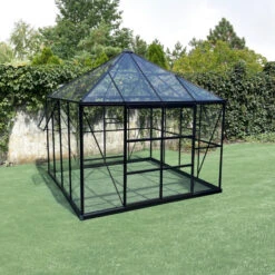 Serre De Jardin Duchesse Carrée 8,18m² En Aluminium Laqué Noir Et Verre Trempé 4mm - Green Protect -Jardin Serre Boutique serre de jardin duchesse carree 818m en aluminium laque noir et verre trempe 4mm green protect 5