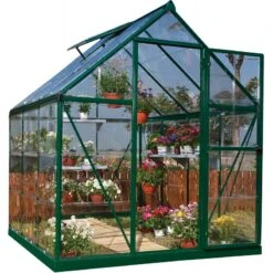 Serre De Jardin En Alu Et Polycarbonate 3,4m² Harmony™ Verte – Palram - Canopia -Jardin Serre Boutique serre de jardin en alu et polycarbonate 34m harmony verte palram 12