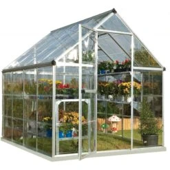 Serre De Jardin En Alu Et Polycarbonate 4,6m² Harmony™ Silver – Palram - Canopia -Jardin Serre Boutique serre de jardin en alu et polycarbonate 46m harmony silver palram 7