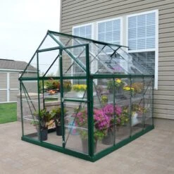 Serre De Jardin En Alu Et Polycarbonate 4,6m² Harmony™ Verte – Palram -Canopia -Jardin Serre Boutique serre de jardin en alu et polycarbonate 46m harmony verte palram 4