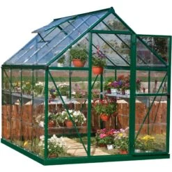 Serre De Jardin En Alu Et Polycarbonate 4,6m² Harmony™ Verte – Palram -Canopia -Jardin Serre Boutique serre de jardin en alu et polycarbonate 46m harmony verte palram 6