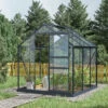 Serre De Jardin En Aluminium Anthracite Et Verre Trempé 4mm RINCA 3,5m² + Embase - Green Protect -Jardin Serre Boutique serre de jardin en aluminium anthracite et verre trempe 4mm rinca 35m embase green protect