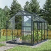 Serre De Jardin En Aluminium Anthracite Et Verre Trempé 4mm RINCA 4,57m² + Embase - Green Protect -Jardin Serre Boutique serre de jardin en aluminium anthracite et verre trempe 4mm rinca 457m embase green protect