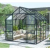 Serre De Jardin En Aluminium Anthracite Et Verre Trempé 4mm RINCA 6,05m² + Embase - Green Protect -Jardin Serre Boutique serre de jardin en aluminium anthracite et verre trempe 4mm rinca 605m embase green protect