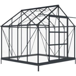 Serre De Jardin En Aluminium Anthracite Et Verre Trempé 4mm RINCA 6,05m² + Embase - Green Protect -Jardin Serre Boutique serre de jardin en aluminium anthracite et verre trempe 4mm rinca 605m embase green protect 2