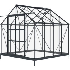 Serre De Jardin En Aluminium Anthracite Et Verre Trempé 4mm RINCA 6,05m² + Embase - Green Protect -Jardin Serre Boutique serre de jardin en aluminium anthracite et verre trempe 4mm rinca 605m embase green protect 3