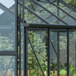 Serre De Jardin En Aluminium Anthracite Et Verre Trempé 4mm RINCA 6,05m² + Embase - Green Protect -Jardin Serre Boutique serre de jardin en aluminium anthracite et verre trempe 4mm rinca 605m embase green protect 6