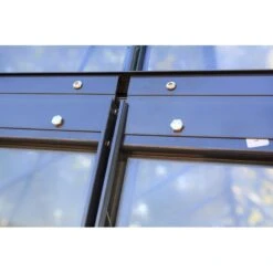 Serre De Jardin En Aluminium Laqué Gris Et Verre Trempé 5,77m² + Embase -Jardin Serre Boutique serre de jardin en aluminium laque gris et verre trempe 577m embase 1