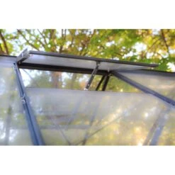 Serre De Jardin En Aluminium Laqué Gris Et Verre Trempé 5,77m² + Embase -Jardin Serre Boutique serre de jardin en aluminium laque gris et verre trempe 577m embase 9