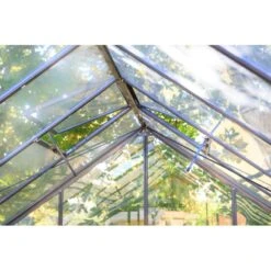Serre De Jardin En Aluminium Laqué Gris Et Verre Trempé 7,56m² + Embase -Jardin Serre Boutique serre de jardin en aluminium laque gris et verre trempe 756m embase 6