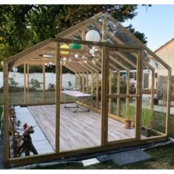 Serre De Jardin En Bois De Mélèze Lancelot 20m² - HELIO -Jardin Serre Boutique serre de jardin en bois de meleze lancelot 20m helio 4