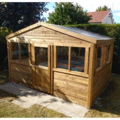 Serre De Jardin En Bois Madriers 28mm Traité Marron 12m² - Gardy Shelter -Jardin Serre Boutique serre de jardin en bois madriers 28mm traite marron 12m gardy shelter 1