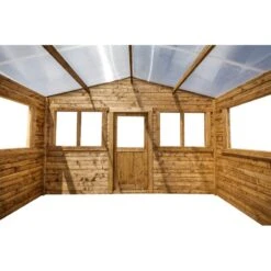 Serre De Jardin En Bois Madriers 28mm Traité Marron 12m² - Gardy Shelter -Jardin Serre Boutique serre de jardin en bois madriers 28mm traite marron 12m gardy shelter 3