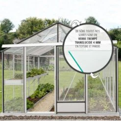 Serre De Jardin ESSENTIA 14,10m² En Aluminium Naturel Et Verre Trempé 4mm + Embase Incluse - Lams -Jardin Serre Boutique serre de jardin essentia 1410m en aluminium naturel et verre trempe 4mm embase incluse lams 1