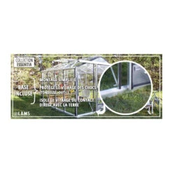 Serre De Jardin ESSENTIA 14,30m² En Aluminium Naturel Et Verre Trempé 4mm + Embase Incluse - Lams -Jardin Serre Boutique serre de jardin essentia 1430m en aluminium naturel et verre trempe 4mm embase incluse lams 9