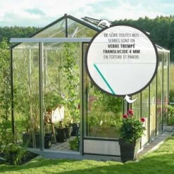 Serre De Jardin ESSENTIA 8,97m² En Aluminium Naturel Et Verre Trempé 4mm + Embase Incluse - Lams -Jardin Serre Boutique serre de jardin essentia 897m en aluminium naturel et verre trempe 4mm embase incluse lams 1