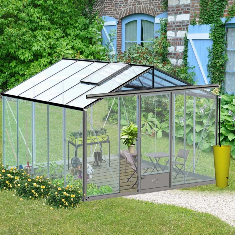 Serre De Jardin ESSENTIA 9,60m² En Aluminium Naturel Et Verre Trempé 4mm + Embase Incluse - Lams 3 Serre De Jardin ESSENTIA 9,60m² En Aluminium Naturel Et Verre Trempé 4mm + Embase Incluse - Lams