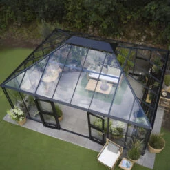 Serre De Jardin Grand Oase 25,6m² En Aluminium Noir Et Verre Trempé 3mm - Juliana -Jardin Serre Boutique serre de jardin grand oase 256m en aluminium noir et verre trempe 3mm juliana 13
