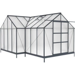 Serre De Jardin Orangerie C 13,5m² Anthracite En Polycarbonate 4mm + Embase Green Protect -Jardin Serre Boutique serre de jardin gross c 135m anthracite en polycarbonate 4mm embase green protect 3