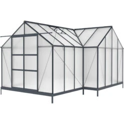 Serre De Jardin Orangerie C 13,5m² Anthracite En Polycarbonate 4mm + Embase Green Protect -Jardin Serre Boutique serre de jardin gross c 135m anthracite en polycarbonate 4mm embase green protect 4