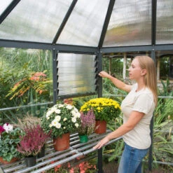 Serre De Jardin Hexagonale En Alu Et Polycarbonate 5,26m² Oasis™ Grey – Canopia -Jardin Serre Boutique serre de jardin hexagonale en alu et polycarbonate 526m oasis grey canopia 9