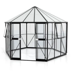 Serre De Jardin Hexagonale Galaxis 9m² En Aluminium Noir Et Vitrage Combiné - Vitavia -Jardin Serre Boutique serre de jardin hexagonale galaxis 9m en aluminium noir et vitrage combine vitavia 2