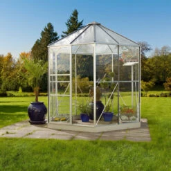 Serre De Jardin Hexagonale Hera 4,5m² En Aluminium Anodisé Et Vitrage Combiné - Vitavia