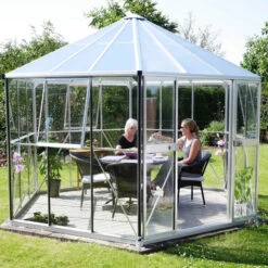 Serre De Jardin Hexagonale Hera 9m² En Aluminium Anodisé Et Vitrage Combiné - Vitavia -Jardin Serre Boutique serre de jardin hexagonale hera 9m en aluminium anodise et vitrage combine vitavia 1