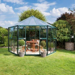 Serre De Jardin Hexagonale Hera 9m² En Aluminium émeraude Et Vitrage Combiné - Vitavia -Jardin Serre Boutique serre de jardin hexagonale hera 9m en aluminium emeraude et vitrage combine vitavia 1