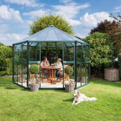 Serre De Jardin Hexagonale Hera 9m² En Aluminium émeraude Et Vitrage Combiné - Vitavia -Jardin Serre Boutique serre de jardin hexagonale hera 9m en aluminium emeraude et vitrage combine vitavia 2