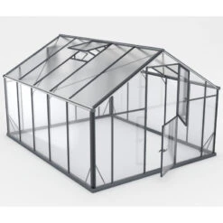 Serre De Jardin Hybrid 10,44m² Anthracite En Verre Trempé Et Polycarbonate Sanus XL10 – Gampre