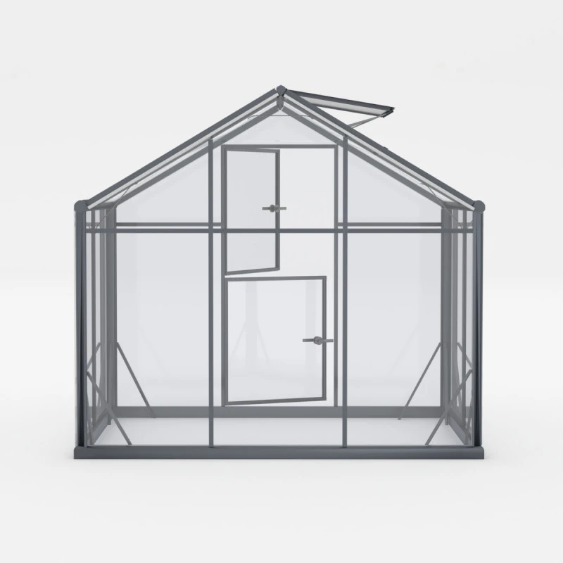 Serre De Jardin Hybrid 11m² Anthracite En Verre Trempé Et Polycarbonate Sanus L11 - Gampre 4 Serre De Jardin Hybrid 11m² Anthracite En Verre Trempé Et Polycarbonate Sanus L11 - Gampre – Image 2