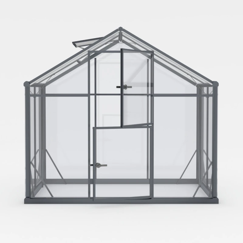 Serre De Jardin Hybrid 11m² Anthracite En Verre Trempé Et Polycarbonate Sanus L11 - Gampre 5 Serre De Jardin Hybrid 11m² Anthracite En Verre Trempé Et Polycarbonate Sanus L11 - Gampre – Image 3