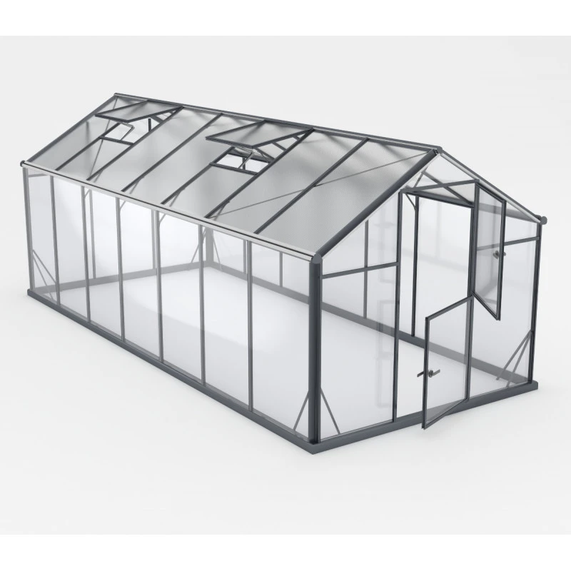 Serre De Jardin Hybrid 11m² Anthracite En Verre Trempé Et Polycarbonate Sanus L11 - Gampre 3 Serre De Jardin Hybrid 11m² Anthracite En Verre Trempé Et Polycarbonate Sanus L11 - Gampre