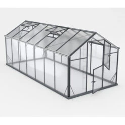 Serre De Jardin Hybrid 11m² Anthracite En Verre Trempé Et Polycarbonate Sanus UP! L11 - Gampre