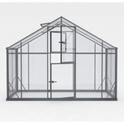 Serre De Jardin Hybrid 12,5m² Anthracite En Verre Trempé Et Polycarbonate Sanus XL12 – Gampre -Jardin Serre Boutique serre de jardin hybrid 125m anthracite en verre trempe et polycarbonate sanus xl12 gampre 2